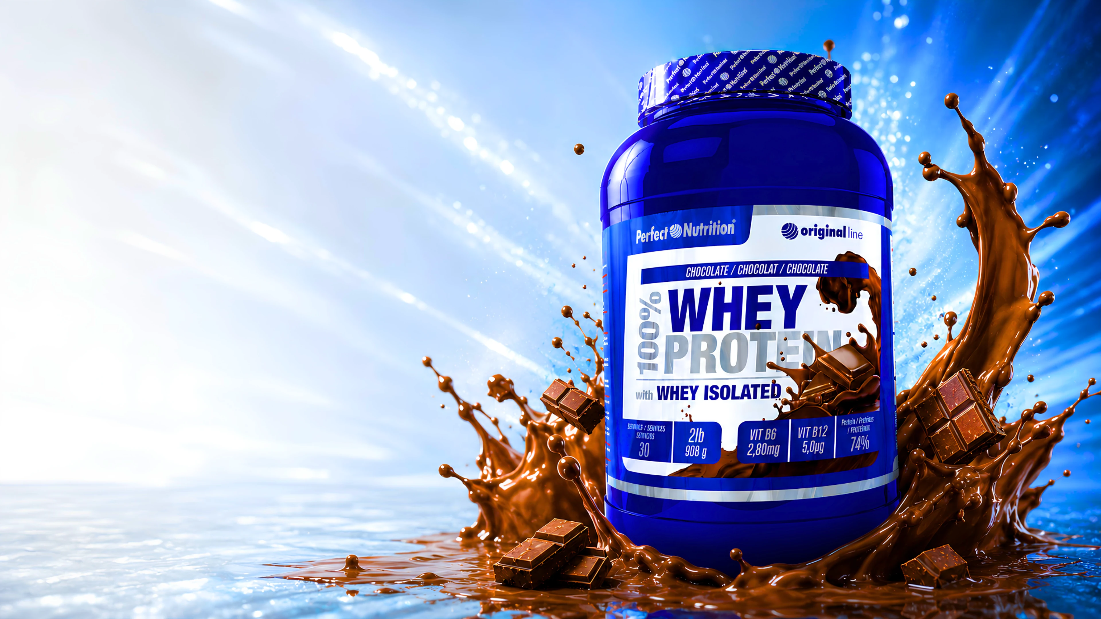 Bote de whey isolate de chocolate